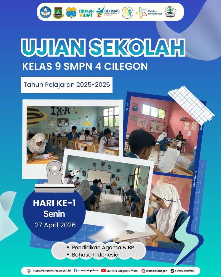 Ujian Sekolah di SMP Negeri 4 Cilegon Berlangsung Tertib